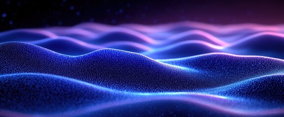 Fototapeta premium Abstract wavy surface with glowing particles