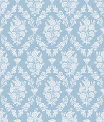 Boho Floral repeat pattern, Block print , Flower damask, floral vector file, ogee pattern, global print, seamless floral