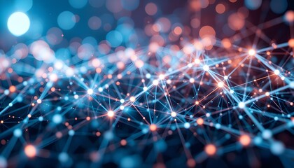 Obraz premium Geometric Abstract Background with Connected Lines and Dots for Futuristic Digital Science and Technology Design