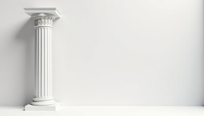 Obraz premium Elegant Roman-style column against pure white backdrop, column, rome
