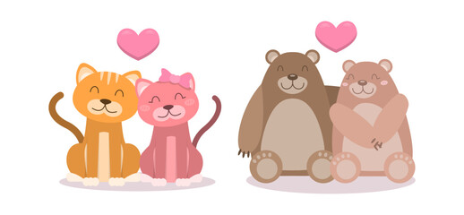 Fototapeta premium Hand drawn valentines day animal couple