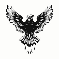 Fototapeta premium Majestic Eagle Tattoo Art – Black & White Bird of Prey Illustrations