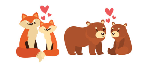 Hand drawn valentines day animal couple