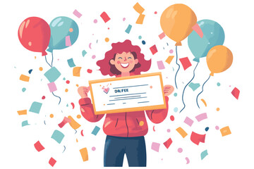 vector happy birthday girl with balloons