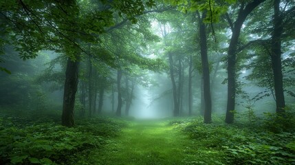 Obraz premium Misty forest path