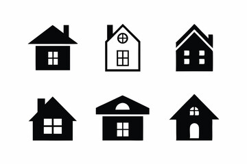 set of House icon vector silhouette illustration isolated on white background