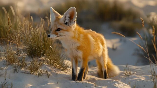 Fennec fox amidst sandy dunes