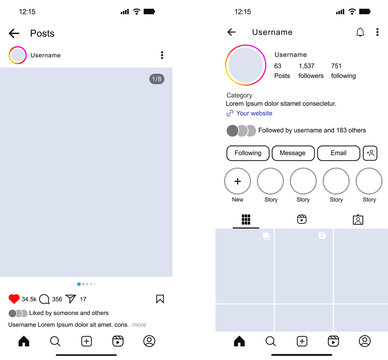 Instagram app UI interface update, lite mode mockup for apps and website, Transparent