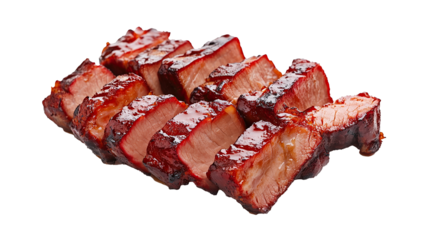  Char Siu isolated in White background ,Transparent Background ,Food image