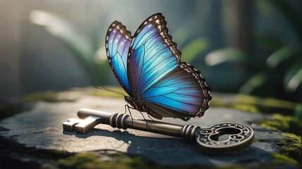 Naklejka premium butterfly on a leaf