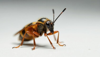 Close-up of single insect on stark white background, illustration, background