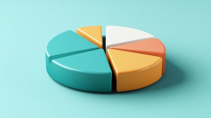 Obraz premium Matte D pie chart with subtle bevels and light shadowing, displayed in a professional, flat layout