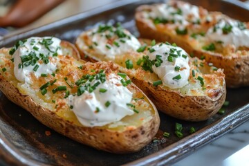 Baked potato with sour cream and chives
