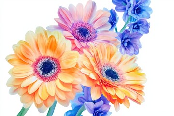 Vibrant bouquet of colorful flowers in close-up view.