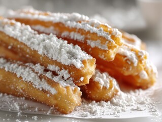 Delicious Churros Sprinkled with Powdered Sugar A Sweet Treat Ready to Eat and Enjoy