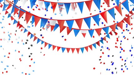 Obraz premium Flag Day Clear Background: Clear Skies Reflect the Flags, Spreading a Solemn Scroll of the Fluttering Flags under the Bright Sky