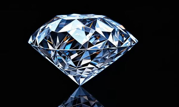 diamonds with moving flashes rotate on black screen