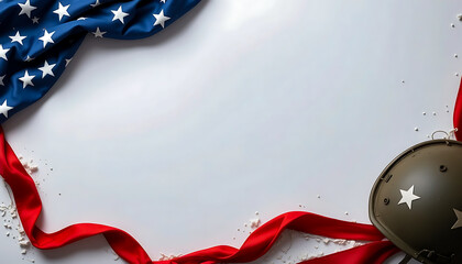 Naklejka premium American Flag and Military Helmet