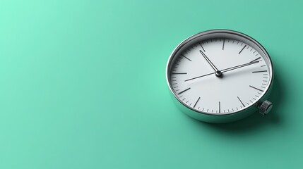 Minimalist clock on mint green background