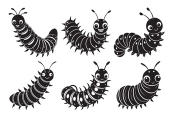 Caterpillar Design, Caterpillar Silhouette Vector Set
