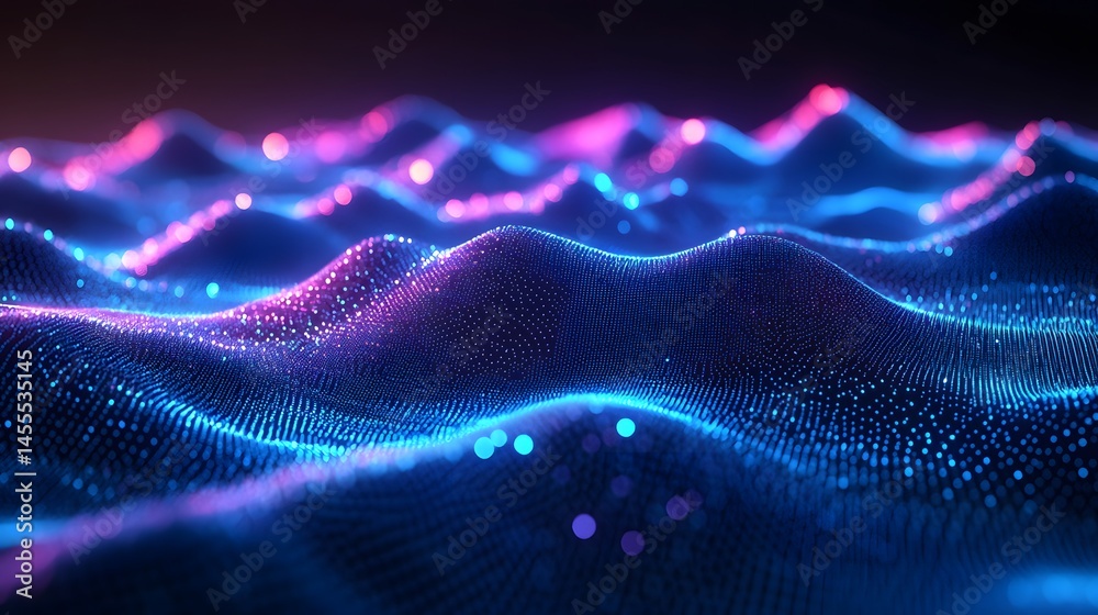 Aufkleber ethereal landscape of blue and pink illuminated points creating a dreamlike effect, resembling rolli