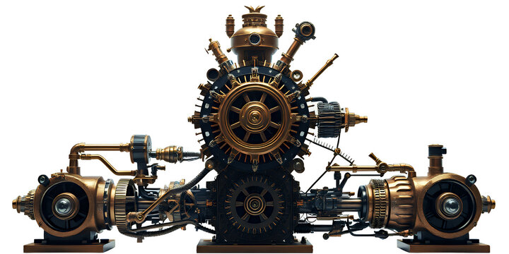 Intricate Steampunk Engine Mechanism Cutout Banner