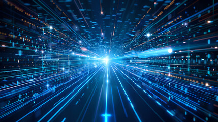 Obraz premium Futuristic Data Stream with Blue Light Trails