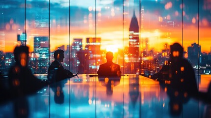 Fototapeta premium A global business meeting with diverse entrepreneurs in a high-tech setting 