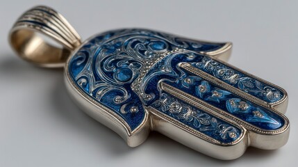 Intricate Blue Enamel Pendant with Detailed Silver Filigree Design Ideal for Jewelry Lovers an