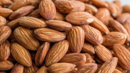 Fototapeta premium Closeup of a Pile of Roasted Brown Almonds