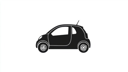 Fototapeta premium Compact car silhouette minimalist black and white vehicle illustration side profile