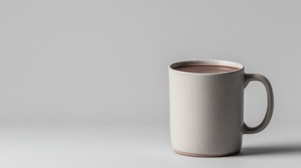 Obraz premium Creamy Hot Chocolate in Speckled White Mug on Grey Background