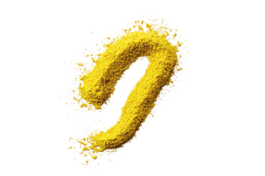 Yellow powder in the shape of a letter