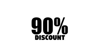 90% percent off discount label symbol animation motion graphic.90% discount offer icon animation text latter price offer shop sale bonus animated sign symbol.