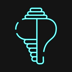 Icon conch shell. Buddhism and vesak elements. Icon in neon style.