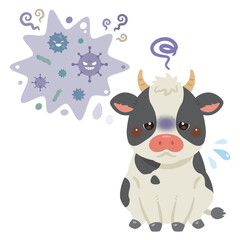 病気になったウシのイラスト