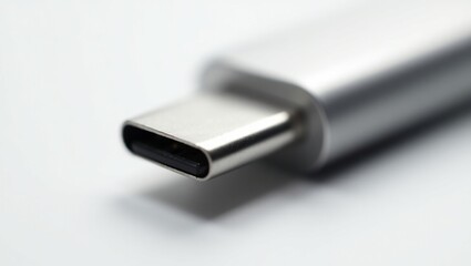 Macro Close-Up of USB Connector Tip - White Background