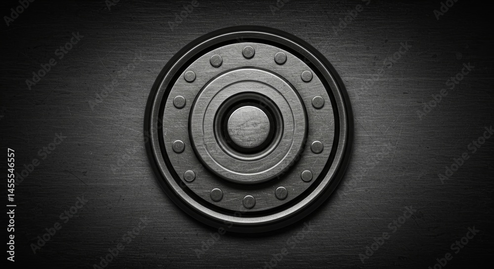 Poster A metal object with a round shape and many small holes