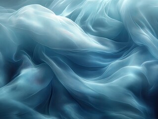 Obraz premium Light blue fabric waves with delicate texture and folds in the light. Perfect for backgrounds, textures, and soft or dreamy design projects.