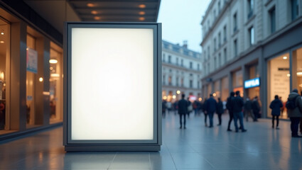 Large Blank Vertical Poster Mockup on a City Sidewalk.