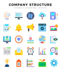Company Structure Flat icons collection. Flat icons pack. Vector illustration