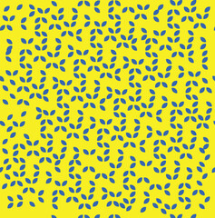 Abstract Digital Art With Blue Petal Like seamless Patterns On Yellow Background