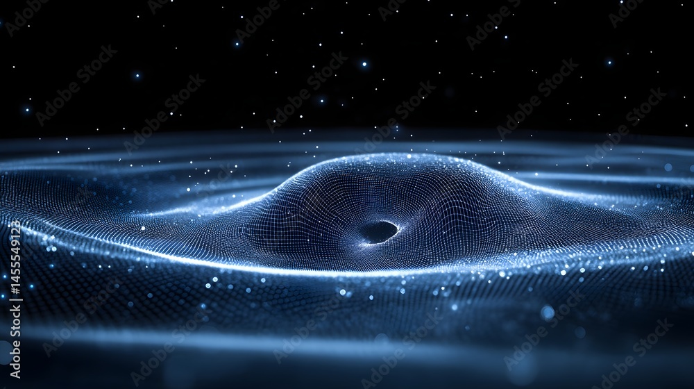 Aufkleber ethereal digital landscape featuring a luminous, undulating surface with a central depression. abstr