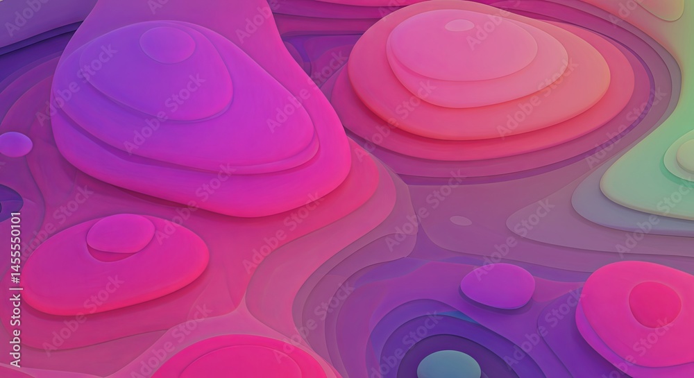 Poster A colorful abstract painting with many different shapes and sizes