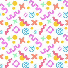 Color doodle pattern with shapes. Vector illustration