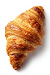 Golden Brown Croissant Isolated on White Background Perfect for Breakfast Pastry Concepts
