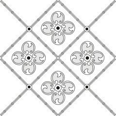 Vector pattern of elements in the form of stylized flowers, reminiscent of ancient Russian painting. Background for postcards, presentations, websites, textiles.