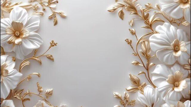 Golden flower frame in High Quality 4K video footage motion background