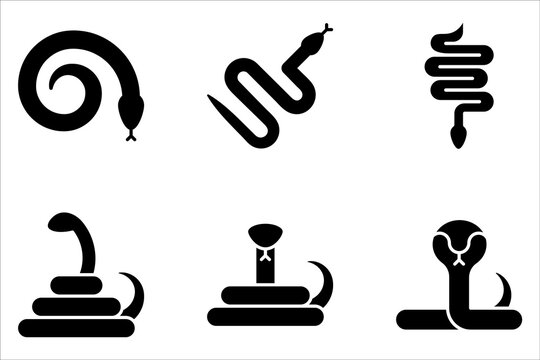 Snake icon set. Isolated snake silhouette on white background