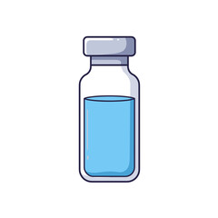 Fototapeta premium Medical glass vial with blue liquid against a white background, suitable for UI icon or educational material 